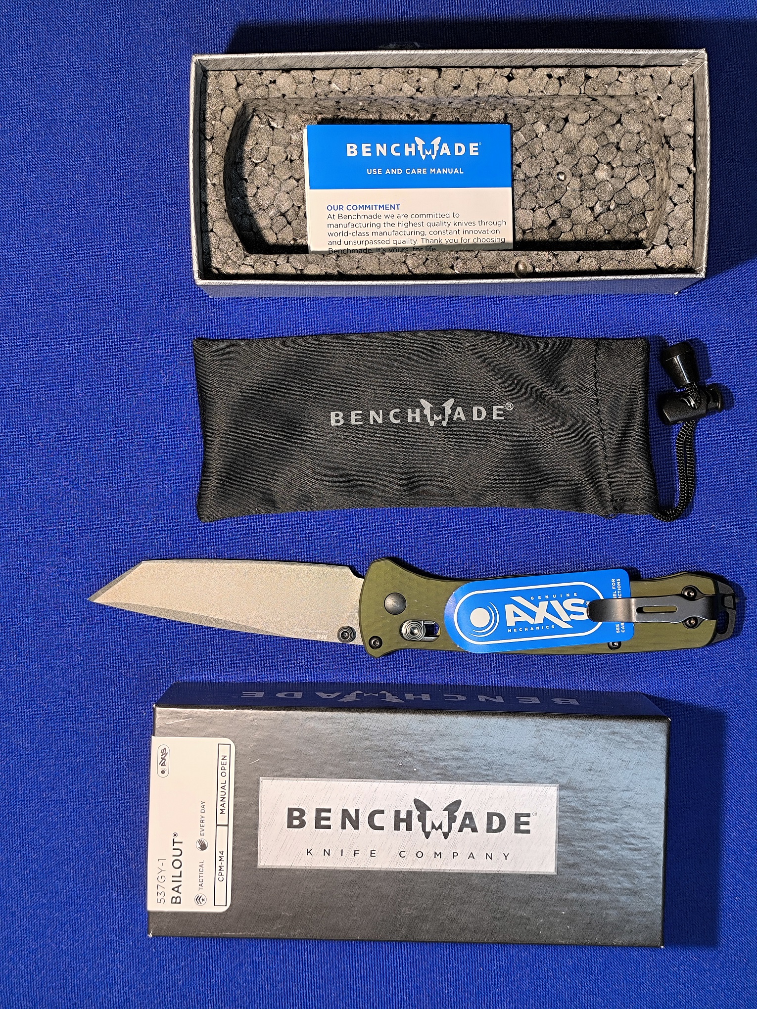 Складной нож BENCHMADE Bailout 537GY-01, сталь CPM-M4 (Уценка)